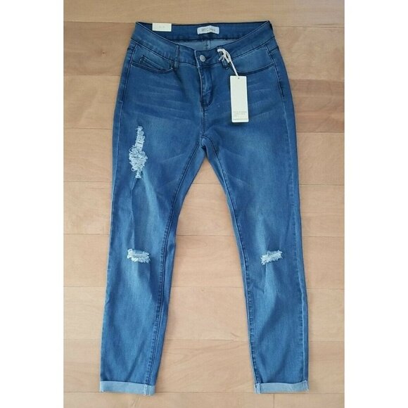 WFC Jeans Womens Ripped Skinny Fit Jeans Juniors NWT Blue Size 7 - Picture 1 of 4